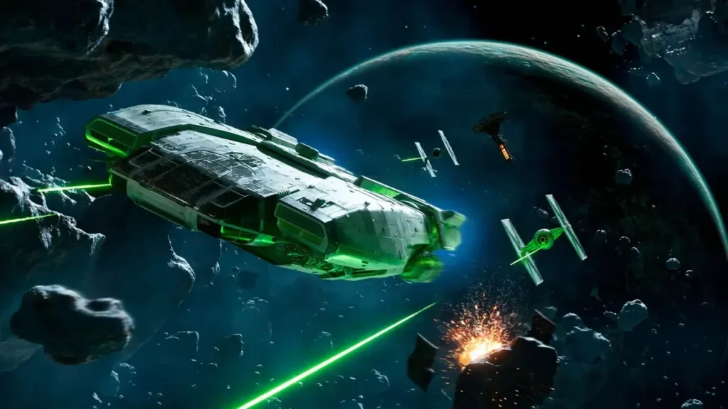 Star Wars Outlaws spaceship image at sapce fighting