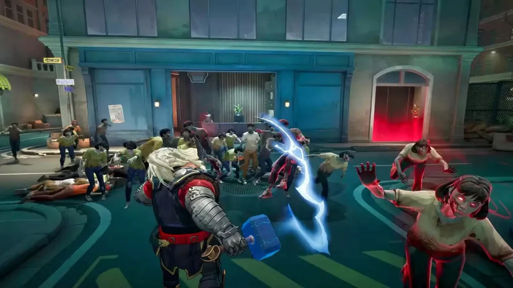 thor fighitng with zombies
