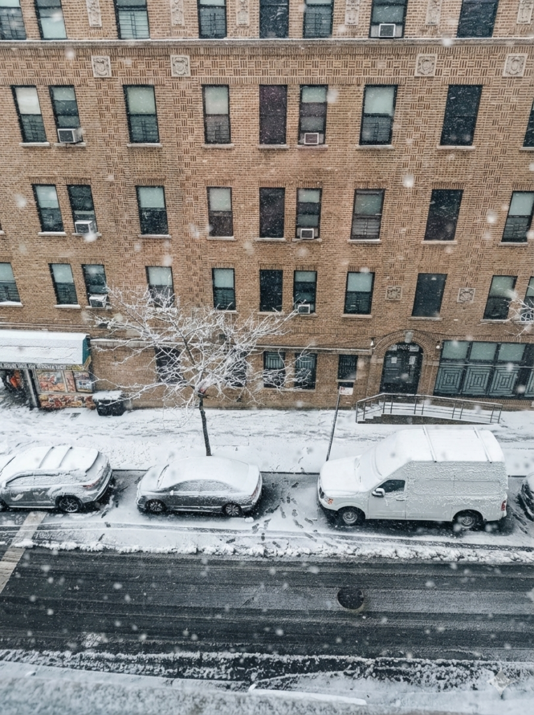 Snow clad cars and street